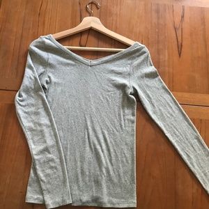 Everlane Pima Micro Rib Long Sleeve V-Neck Tee